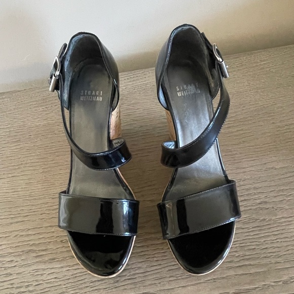 Stuart Weitzman Oneliner Wedge Sandals Patent Leather Size 8 - Picture 1 of 7